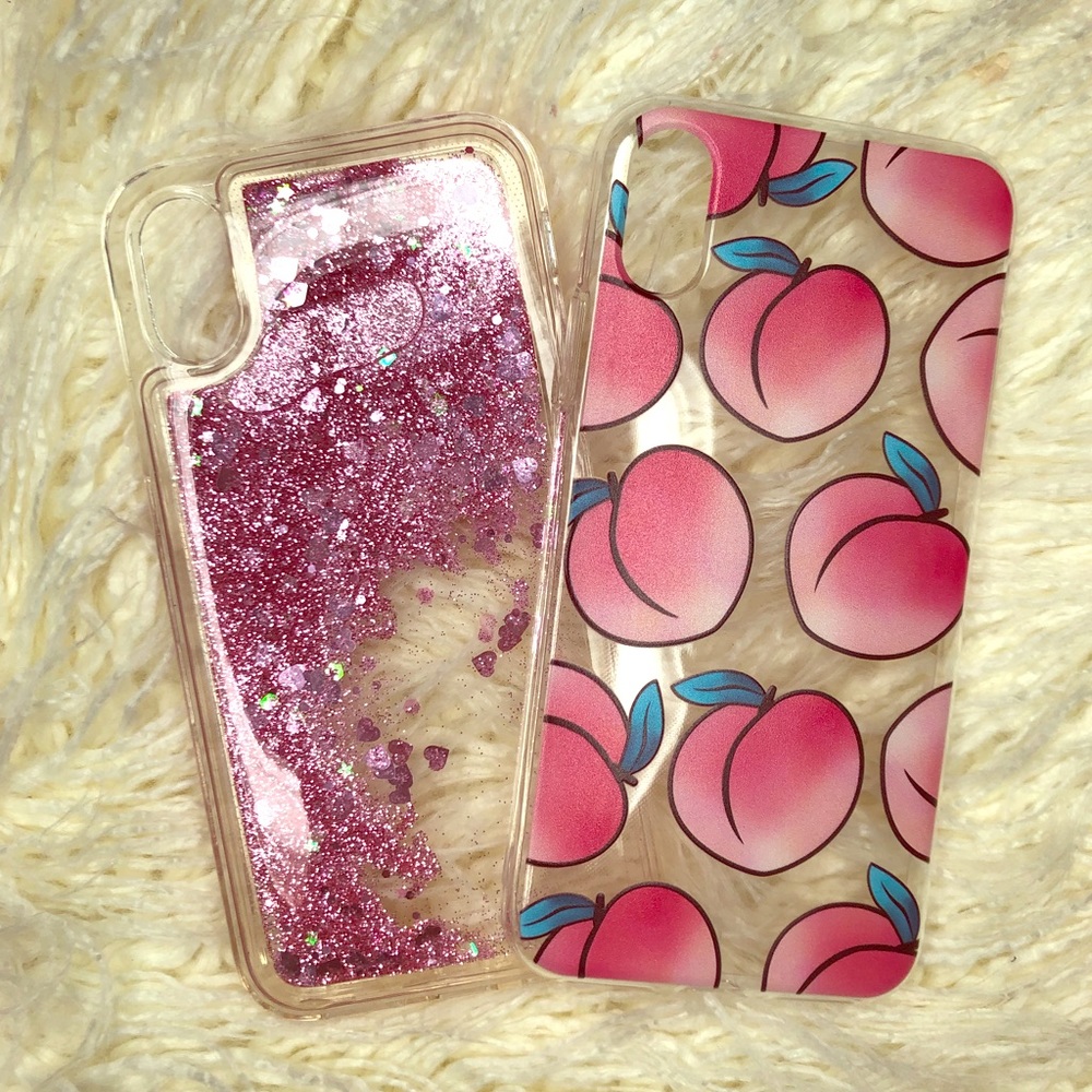 2 FOR 20$ PINK CLEAR IPHONE CASES GLITTER